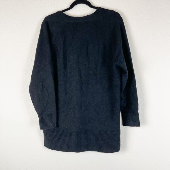 J. Crew Wool Alpaca Tunic Sweater Womens XS Black V Neck Stretch Knit Oversized - Picture 10 of 12